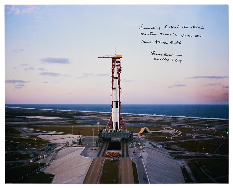 Frank Borman Signed 20'' x 16'' Photo of the Apollo 8 Launch
