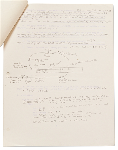 Lot of 6 Items Personally Owned by Mercury 7 and Apollo 1 Astronaut Gus Grissom -- Includes Grissom's Draft Copy of the Pilot's Flight Report for MR-4