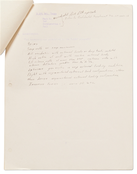Lot of 6 Items Personally Owned by Mercury 7 and Apollo 1 Astronaut Gus Grissom -- Includes Grissom's Draft Copy of the Pilot's Flight Report for MR-4