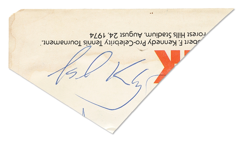 John F. Kennedy, Jr. Signature -- Plus Signatures of Dustin Hoffman, Ted Kennedy, Janet Leigh, Bobby Riggs & More -- With PSA/DNA COA