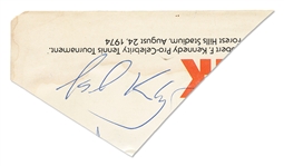 John F. Kennedy, Jr. Signature -- Plus Signatures of Dustin Hoffman, Ted Kennedy, Janet Leigh, Bobby Riggs & More -- With PSA/DNA COA