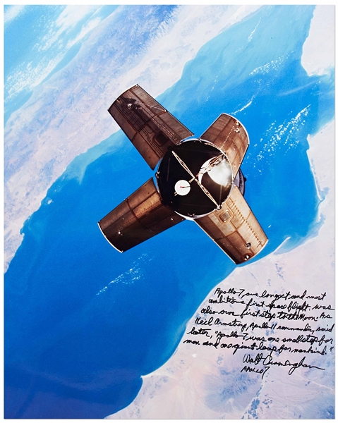 Walter Cunningham Signed 16 x 20 Photo from Apollo 7 -- ...one giant leap for mankind...