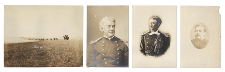 Lot of Four Photographs by David F. Barry -- Includes Barry Signed Photo of Little Bighorn Battle Site & Photos of U.S. Military Officers Including Custers Brother