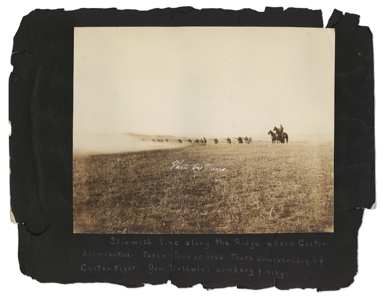 Lot of Four Photographs by David F. Barry -- Includes Barry Signed Photo of Little Bighorn Battle Site & Photos of U.S. Military Officers Including Custer's Brother