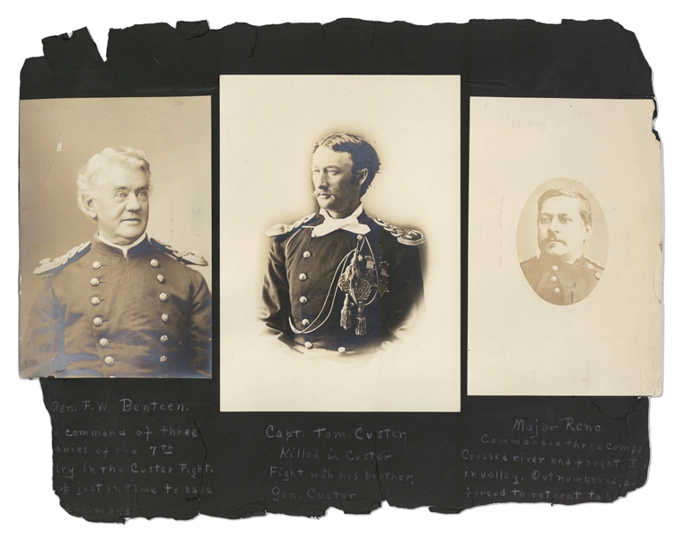 Lot of Four Photographs by David F. Barry -- Includes Barry Signed Photo of Little Bighorn Battle Site & Photos of U.S. Military Officers Including Custer's Brother