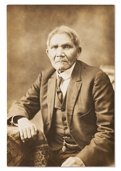 Lot of Two Photographs by David F. Barry -- Includes Photo of Chippewa Chief Andrew Blackbird & a Photo of Barry with Indian Agent James McLaughlin