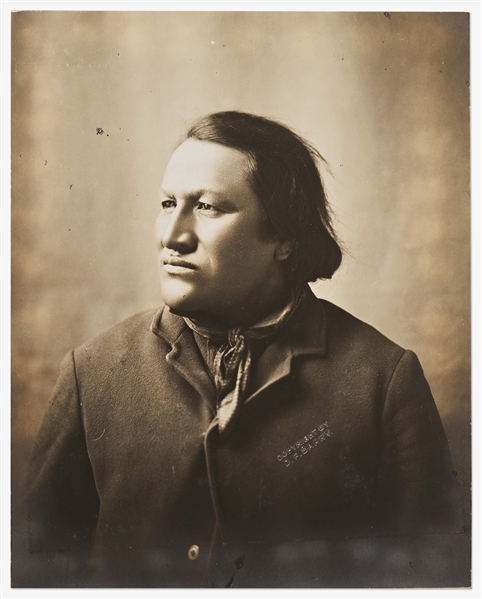 Lot of Two Photographs by David F. Barry -- Includes Photos of Chief John Grass Charging Bear & Curley, General Custer's Scout