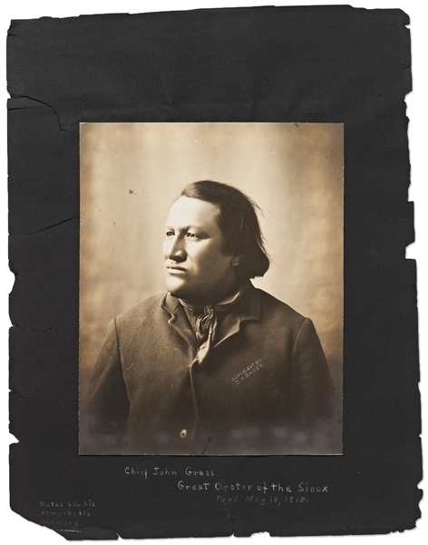 Lot of Two Photographs by David F. Barry -- Includes Photos of Chief John Grass Charging Bear & Curley, General Custer's Scout