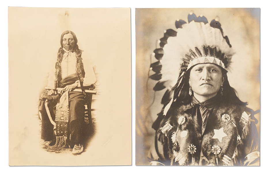 Lot of Two Photographs by David F. Barry -- Includes Photo of Chief Good Horse and Photo of Chief Henry Bull Head, the Indian Agent Policeman Who Shot Sitting Bull