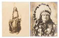 Lot of Two Photographs by David F. Barry -- Includes Photo of Chief Good Horse and Photo of Chief Henry Bull Head, the Indian Agent Policeman Who Shot Sitting Bull