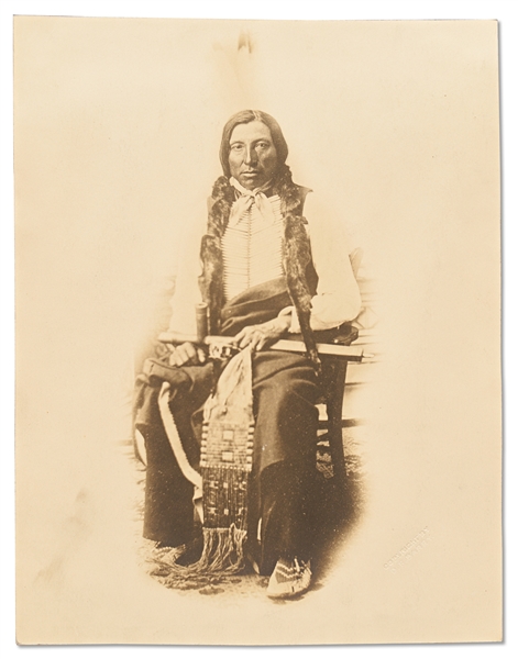 Lot of Two Photographs by David F. Barry -- Includes Photo of Chief Good Horse and Photo of Chief Henry Bull Head, the Indian Agent Policeman Who Shot Sitting Bull