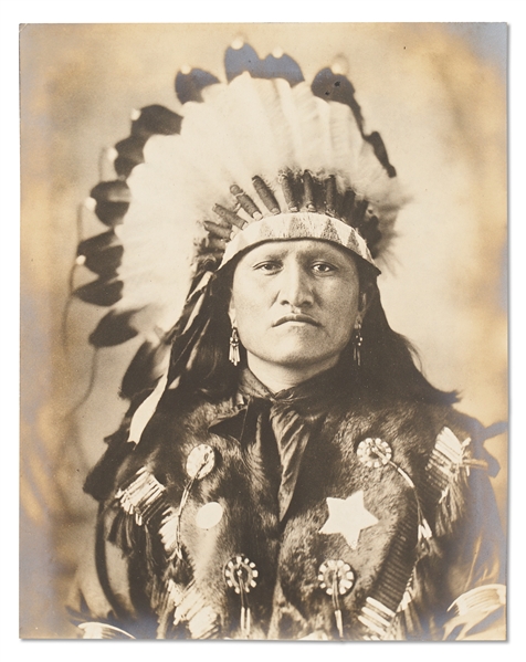 Lot of Two Photographs by David F. Barry -- Includes Photo of Chief Good Horse and Photo of Chief Henry Bull Head, the Indian Agent Policeman Who Shot Sitting Bull