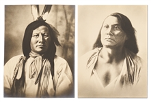 Lot of Two Photographs by David F. Barry -- Both Photos of Lakota Warriors Who Fought at Little Bighorn: Chief Rain-in-the-Face & Chief Gall