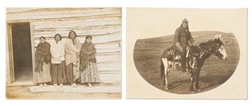 Lot of Two Photographs by David F. Barry -- The Wives and Daughter of Sitting Bull & Portrait of Chief Rain-in-the-Face, Rumored to Have Killed George A. Custer in the Battle of Little Bighorn