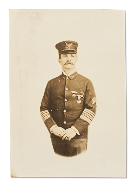 Lot of Four Photographs by David F. Barry -- Includes a Portrait of General George Custer, Custer's Wife, Custer's Scout Charles Reynolds & Custer's Bugler John Martin, Who Delivered His Last Order