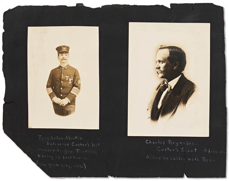 Lot of Four Photographs by David F. Barry -- Includes a Portrait of General George Custer, Custer's Wife, Custer's Scout Charles Reynolds & Custer's Bugler John Martin, Who Delivered His Last Order