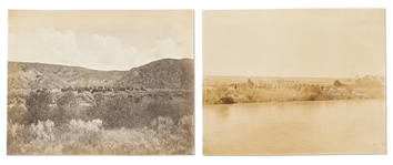 Lot of Two Photographs by David F. Barry -- Includes Barry Signed Photo of Little Bighorn Battle Site