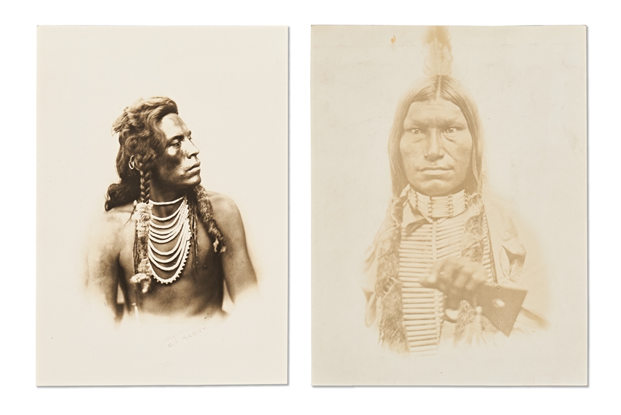 Lot of Two Photographs by David F. Barry -- Includes Photos of Chief Low Dog & Curley, General Custer's Scout