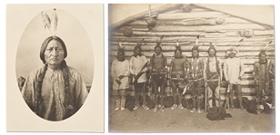 Lot of Two Photographs by David F. Barry -- One of Sitting Bull and One of Sioux Indian War Dancers / Ready for the Ghost Dance