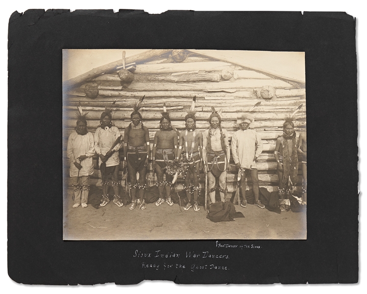 Lot of Two Photographs by David F. Barry -- One of Sitting Bull and One of ''Sioux Indian War Dancers / Ready for the Ghost Dance''