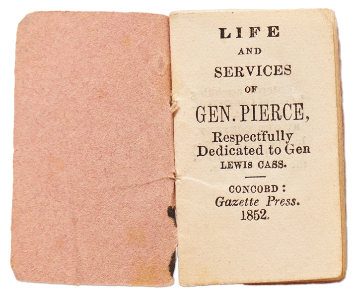 Rare Election Propaganda Miniature Book -- Distributed the Day of the 1852 Election Criticizing Democratic Nominee Franklin Pierce
