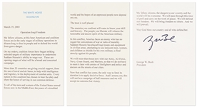 George W. Bush Signed Speech Delivered on 19 March 2003, Announcing the Commencement of Operation Iraqi Freedom -- With Beckett COA