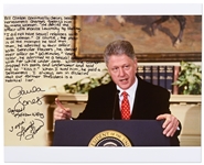 Paula Jones, Gennifer Flowers & Kathleen Wlley Signed 20 x 16 Photo of Bill Clinton During the Infamous Finger Wagging Press Conference
