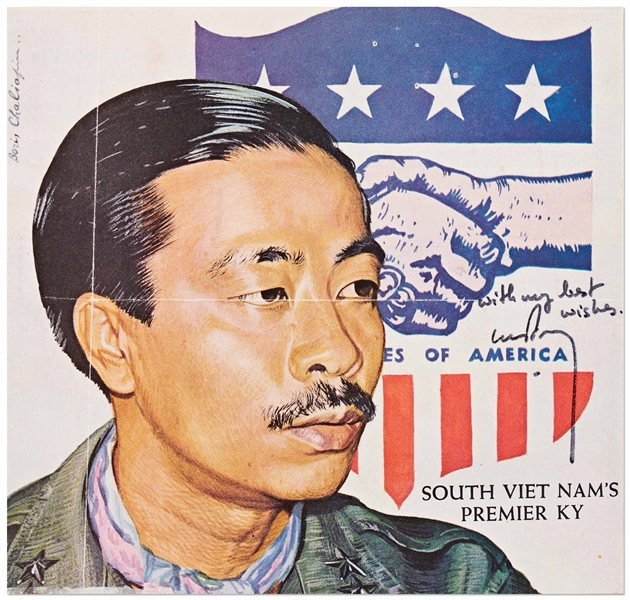 Vietnamese Prime Minister Nguyen Cao Ky Signed Portrait -- With Beckett COA
