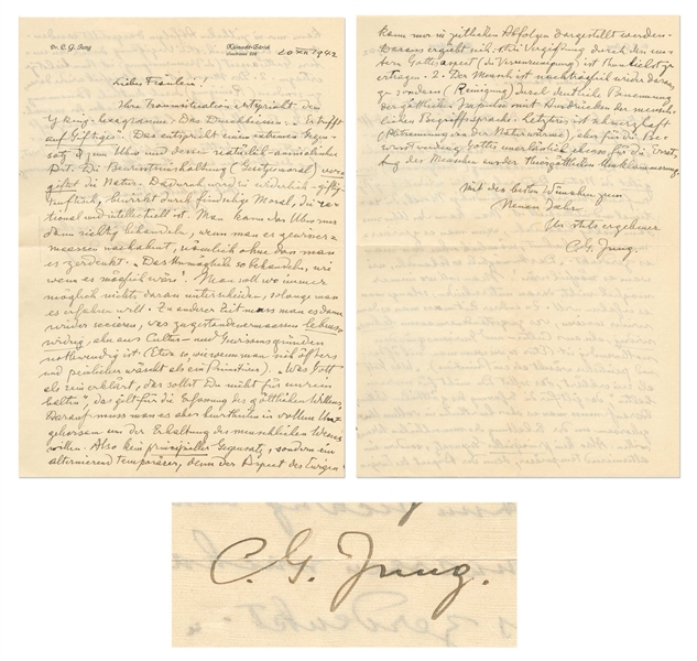 Carl Jung Autograph Letter Signed from 1942, Analyzing a Dream -- Jung Contrasts ''the unconscious and its natural-animalistic essence'' with ''the conscious (morals defined by law)''