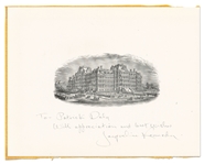 Jacqueline Kennedy Signed Engraving of a Washington DC Historic Building -- With University Archives COA