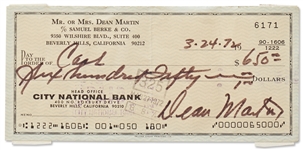 Dean Martin Signed & Handwritten Check