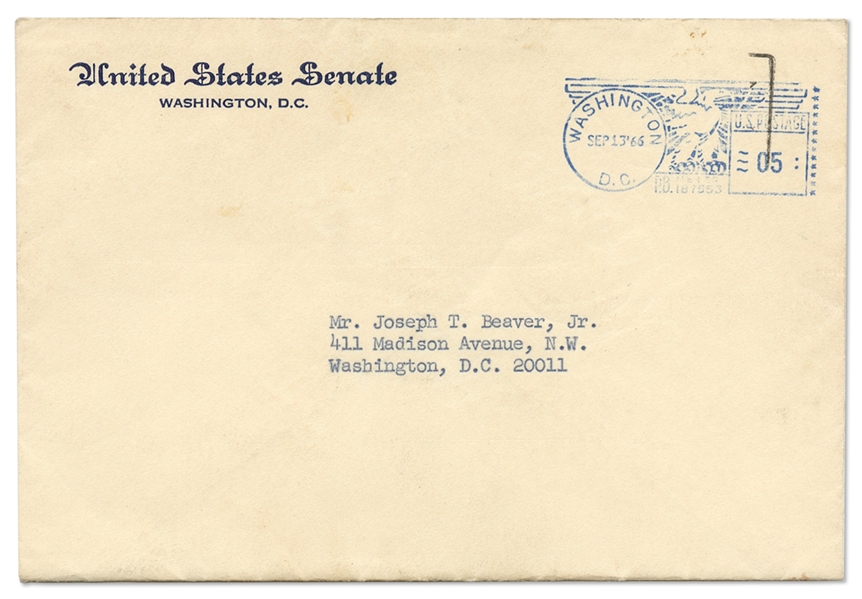 Robert F. Kennedy Letter Signed as U.S. Senator -- RFK Writes to One of the First Black Men to Serve in the U.S. Marines -- With University Archives COA