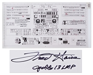Fred Haise Signed Copy of the Lunar Module Schematic -- Measures 28 x 14.5