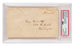 Abraham Lincoln Free Frank Signed, Likely as President -- Lincoln Addresses the Cover by Hand to His Friend, William Tod Otto -- PSA/DNA Encapsulated & with University Archives COA