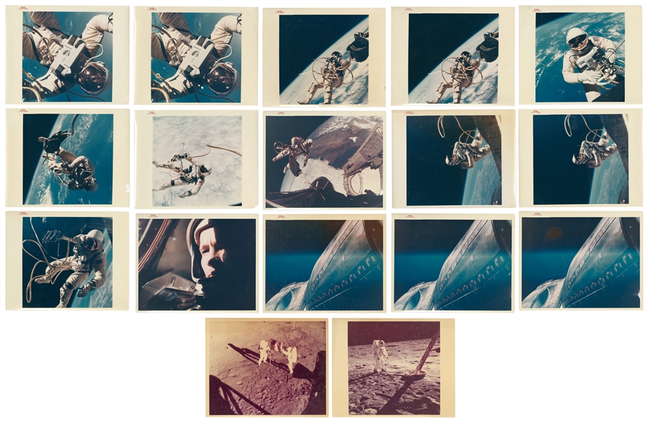 Large Lot of NASA Red Number Photos -- Includes 15 Gemini 4 Red Number Photos & Two Apollo 11 Photos