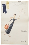 Original Mary Poppins Costume Sketch from the Famous Flying Umbrella Final Scene -- Large Sketch Measures 14.5 x 23, from the Estate of Mary Poppins Producer Bill Walsh