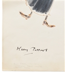 Original ''Mary Poppins'' Costume Sketch from the Famous ''Flying Umbrella'' Final Scene -- Large Sketch Measures 14.5'' x 23'', from the Estate of ''Mary Poppins'' Producer Bill Walsh