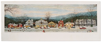 Norman Rockwell Signed Print of His Beloved Piece Stockbridge Main Street at Christmas