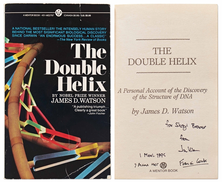 James Watson & Francis Crick Signed The Double Helix -- With University Archives COA