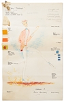 Original Mary Poppins Costume Sketch from the Famous Jolly Holiday Sequence -- Large Sketch Measures 14.5 x 23, from the Estate of Mary Poppins Producer Bill Walsh