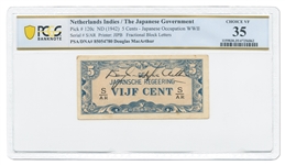 General Douglas MacArthur Signed Currency -- Five Cent Note Issued by the Japanese Government in 1942 as Occupation Currency for Dutch East Indies -- Encapsulated by PCGS & Authenticated by PSA/DNA