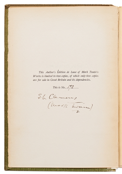 Mark Twain Signed Limited Edition Set of ''The Writings of Mark Twain'' -- Dual-Signed ''SL Clemens / (Mark Twain)''
