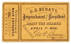 1868 Ticket to the Impeachment Trial of Andrew Johnson -- Full Ticket