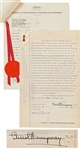 Ernest Hemingway Agreement Signed Regarding the Short Story My Old Man