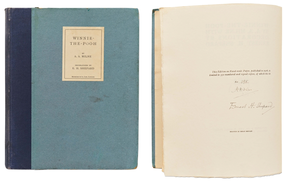 A.A. Milne & Ernest H. Shepard Signed 1926 Large Paper Limited Edition of ''Winnie-the-Pooh'' -- With Fold-Out Map of Hundred Aker Wood