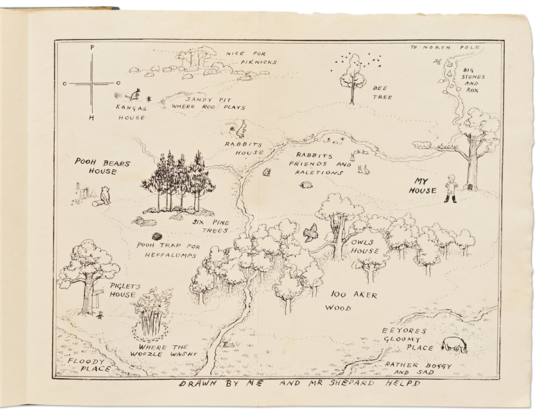 A.A. Milne & Ernest H. Shepard Signed 1926 Large Paper Limited Edition of ''Winnie-the-Pooh'' -- With Fold-Out Map of Hundred Aker Wood