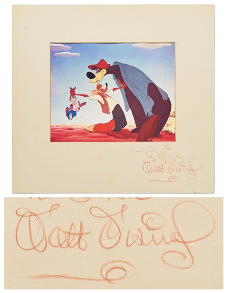 Walt Disney Signed Dye Transfer Print from ''Song of the South'' Featuring Br'er Rabbit, Br'er Fox & Br'er Bear -- With Phil Sears COA