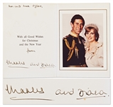 Princess Diana and Prince Charles Signed Christmas Card from 1981 -- Their First Christmas Card Featuring a Photo of the Couple from Their Wedding Day