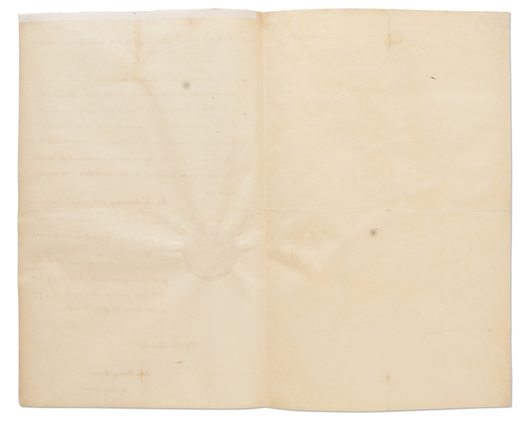 James Monroe Document Signed as President, Recognizing the Swedish Counsul in Philadelphia -- Countersigned by John Quincy Adams as Secretary of State