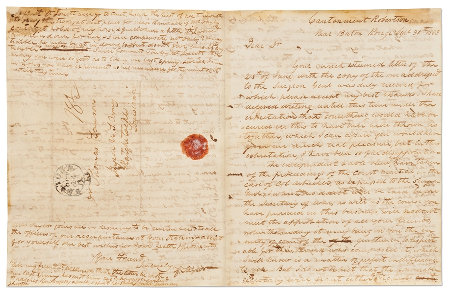 Zachary Taylor Autograph Letter Signed -- ''...I regret to learn that so large a portion of our army...should have been so unfortunate in their attacks...a faint heart never won fair lady...''